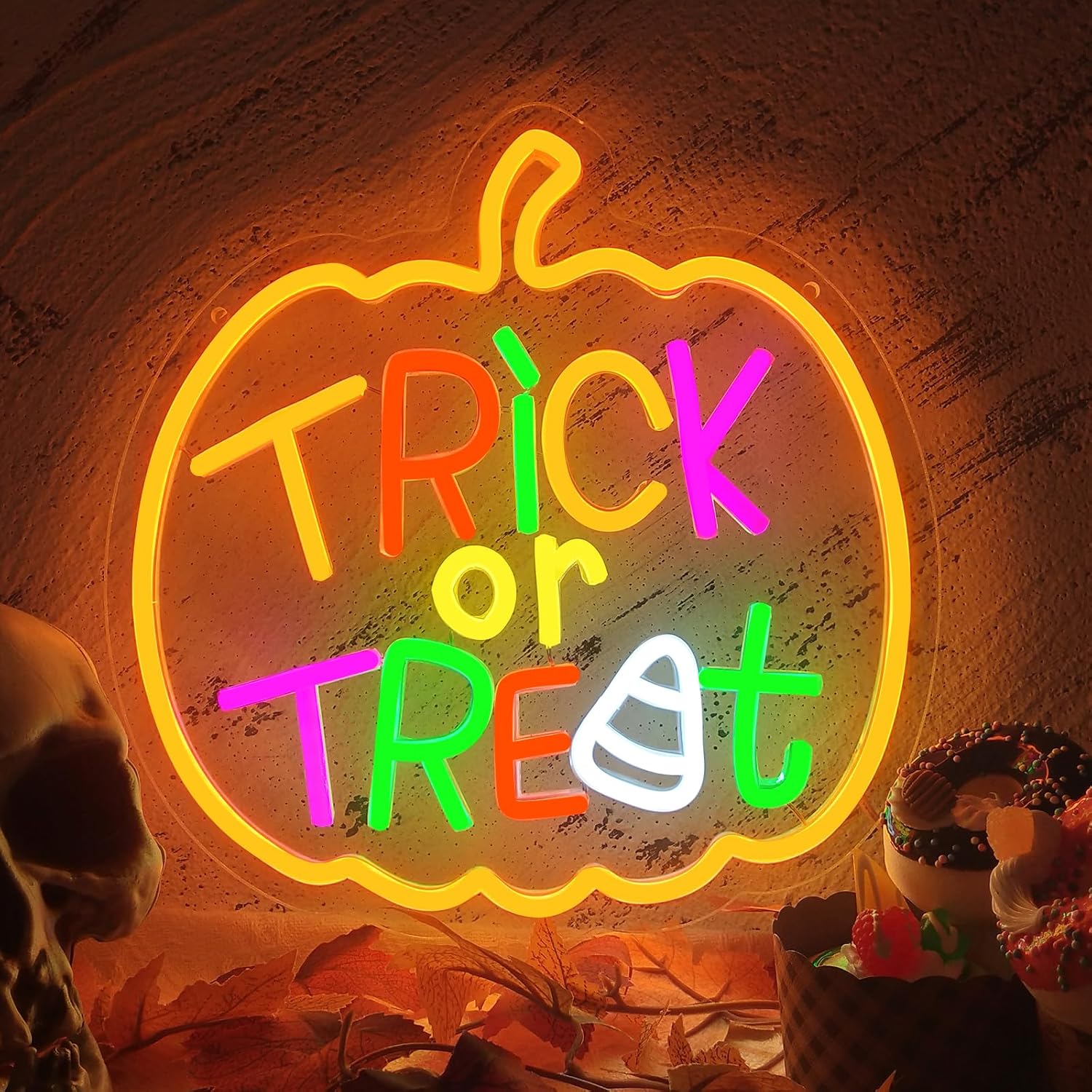 Home Decor Lighting Tricks - Trick or Treat insegna al Neon