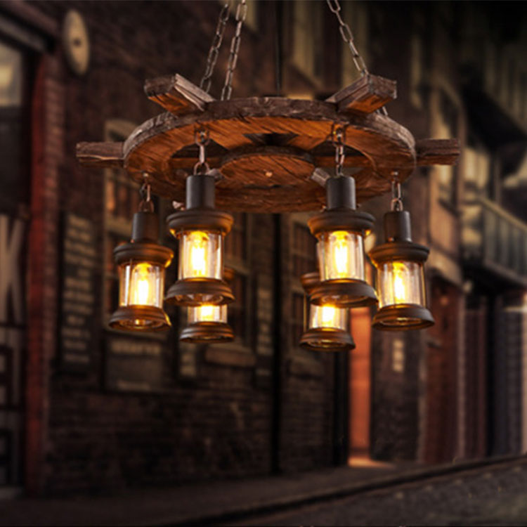 Lighting Interior Decor - Lampada a Sospensione in Legno Stile