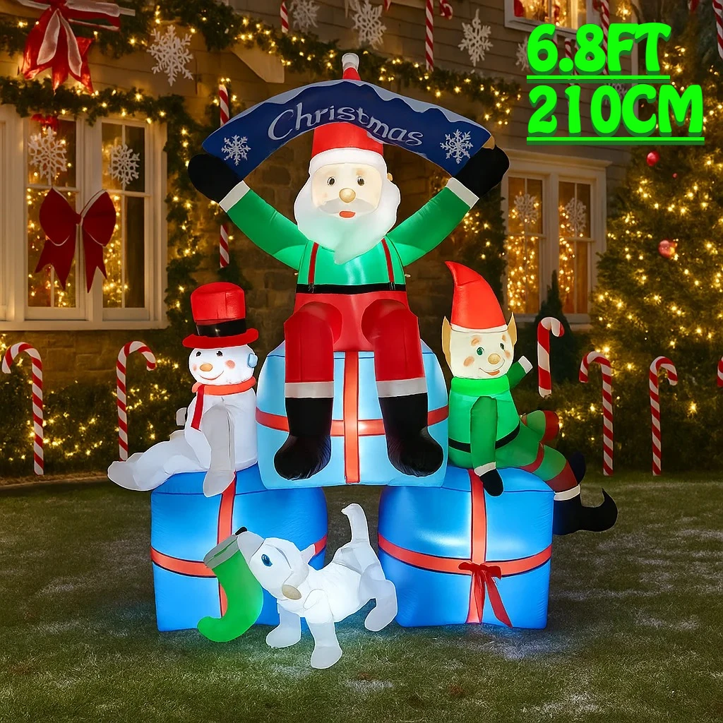 Santa'S Elves Holiday Lighting & Decor Llc - 2.1M/6.8FT Babbo Natale Pupazzo di neve
