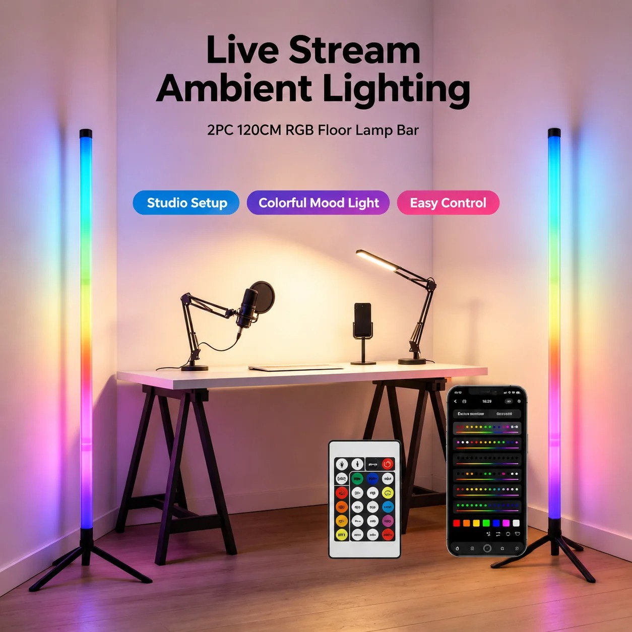 Set di 2 Lampade da Terra RGB  - Room Lighting Bedroom Decor recensione e prezzo
