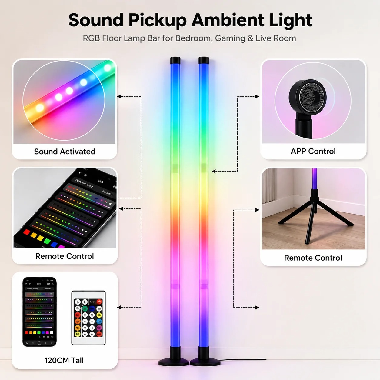 Set di 2 Lampade da Terra RGB  - Room Lighting Bedroom Decor recensione e prezzo