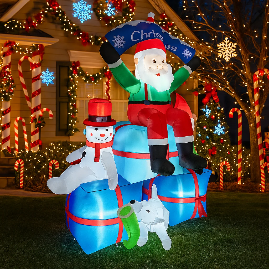 2.1M/6.8FT Gonfiabile Babbo Na - Santa'S Elves Holiday Lighting & Decor Llc recensione e prezzo