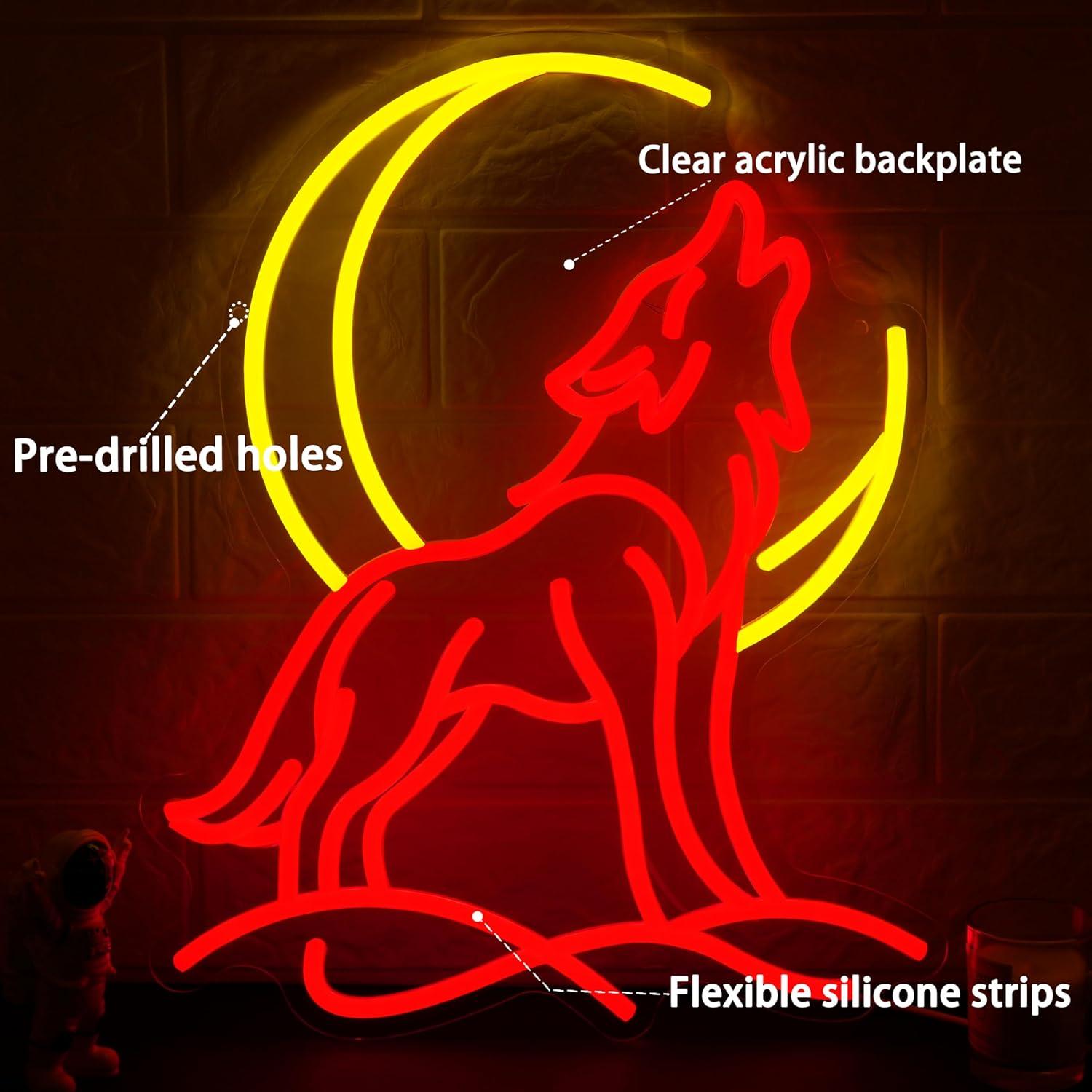 Insegna al Neon Lupo Urlante c - Room Lighting Bedroom Decor recensione e prezzo